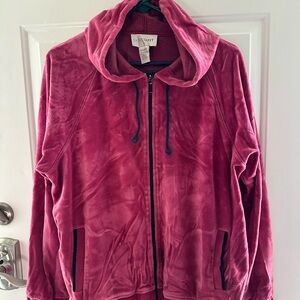 Trendy Pink Velvet Women's Jacket and Pant Set